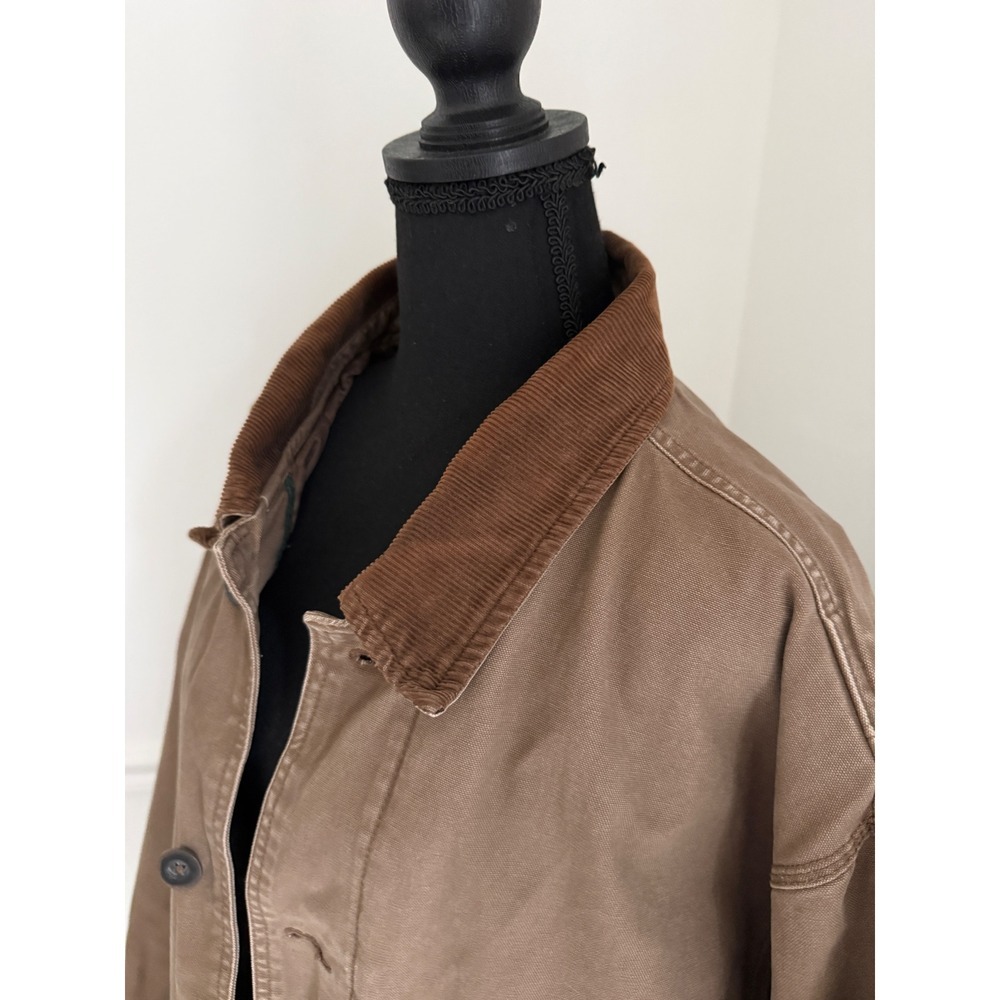 Vintage Orvis Barn Jacket Field Brown Canvas lined Corduroy Collar Gorpcore XXL - Picture 2 of 14